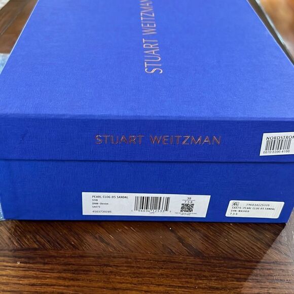 Stuart Weitzman Pearl Washed Denim Clog Sandals NIB Size 7.5B - Picture 12 of 12